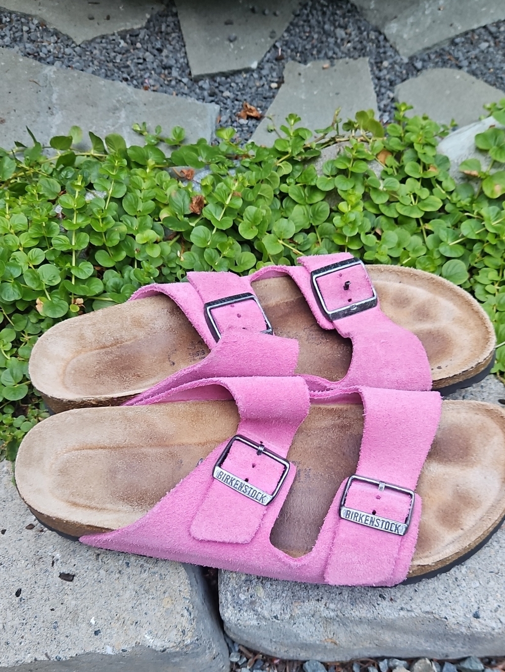 Birkenstock Aizona Pink Suede Sandals
